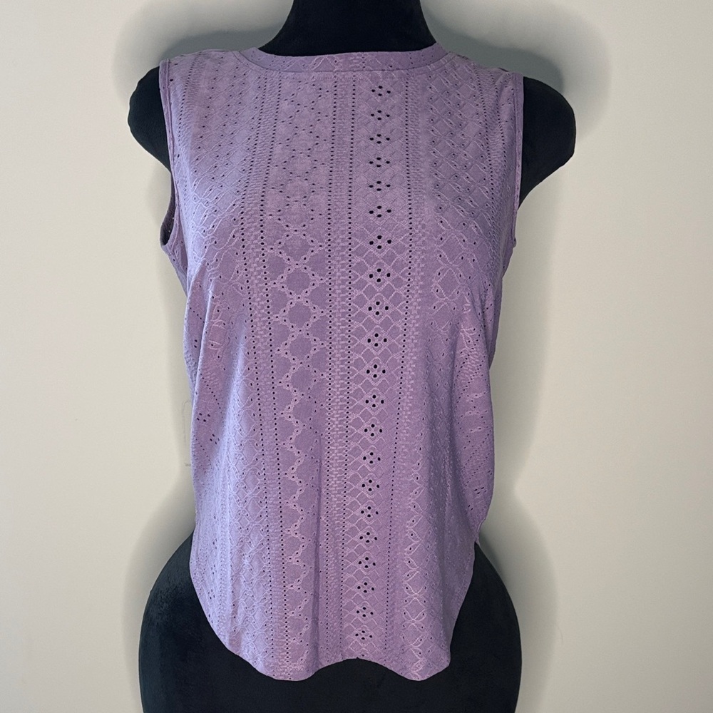 Sleeveless Eyelet Lace Top - Purple